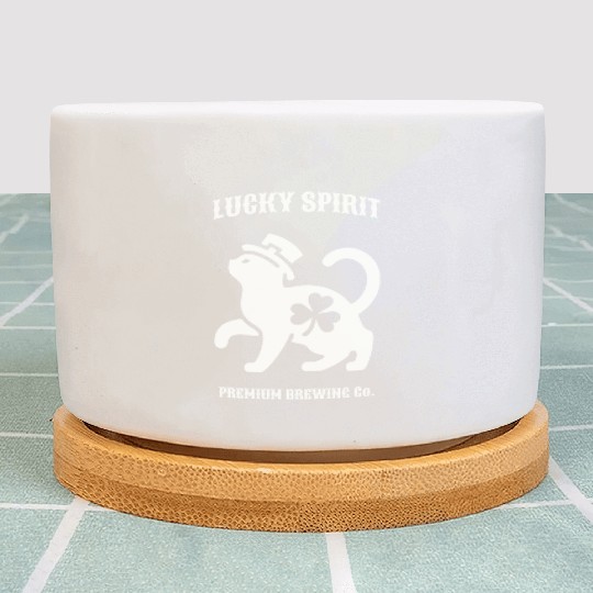 St Patricks Lucky cat Green Plant Pots