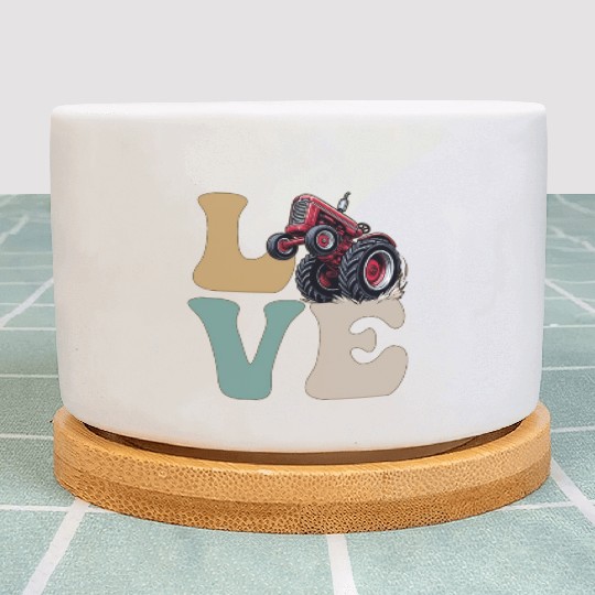 LOVE Tractor Pulling Tractor Driver Farmer Farming Plant Pots