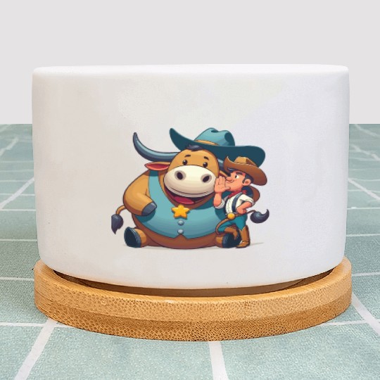 Rodeo Bull Riding Livestock Show Farmer Cattle Plant Pots