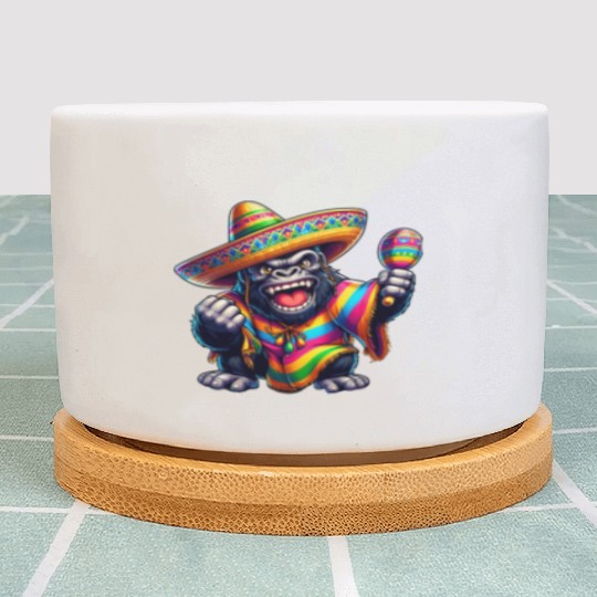 Cinco de Mayo Gorilla: Festive Design Plant Pots