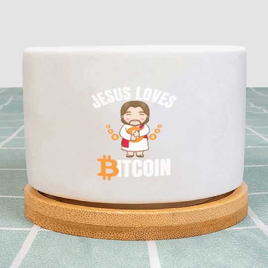 Jesus Loves Bitcoin Plant Pots