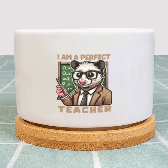 Kawaii Opossum Teacher With glasses Plant Pots
