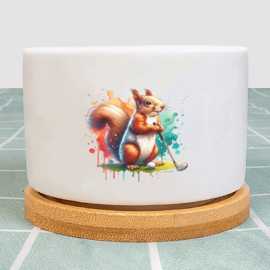 Golf Player Squirrel Animal Lover Design Plant Pots