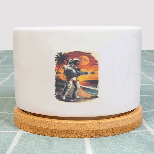 Astronaut Guitar Player Space Music Lover Plant Pots