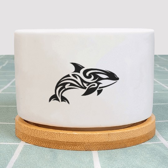 Pretty orca T Tattoo style Plant Pots
