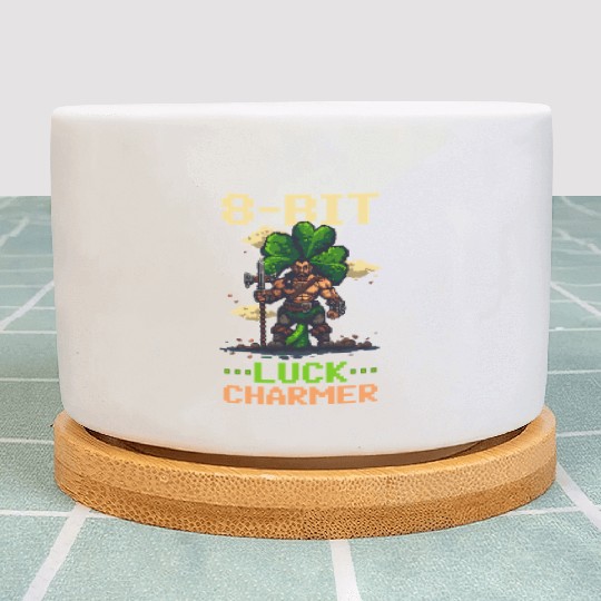 St. Patricks Day Gaming 8-Bit Luck Charmer Plant Pots