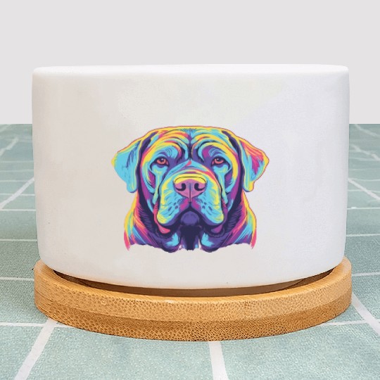 Watercolor Colorful Neapolitan Mastiff Plant Pots