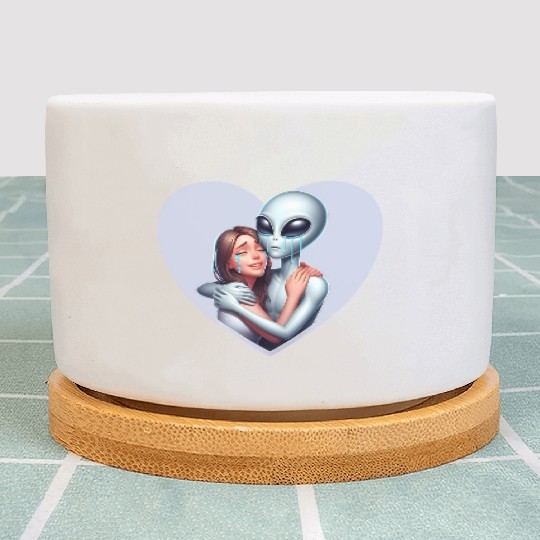 Heartwarming Embrace: Human and Alien Plant Pots