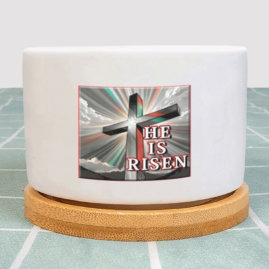Cross, He is Risen - 2 Plant Pots