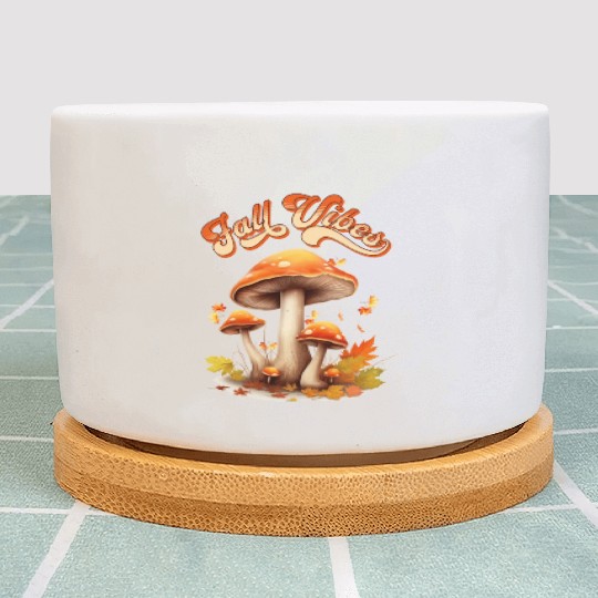 Fall Vibes Autumn Lover Mashroom and Fallen Mapple Plant Pots