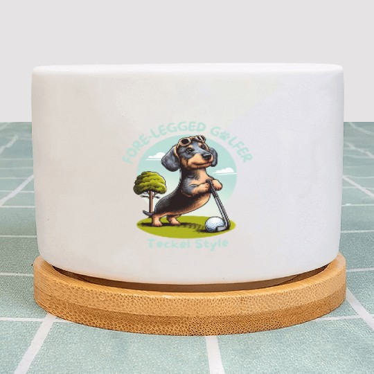 Cute Teckel Dog lovers and Golf players Plant Pots