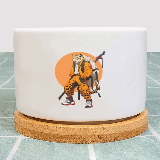 Ninja Samurai Katana Sword Cheetah Manga Plant Pots