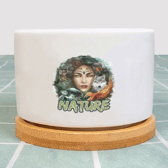Nature-Inspired Wolf Owl Turtle Phoenix Woman Plant Pots