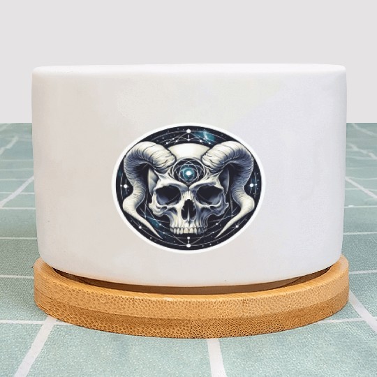 Cosmic Nirvana Serenity: Horned Skull Plant Pots