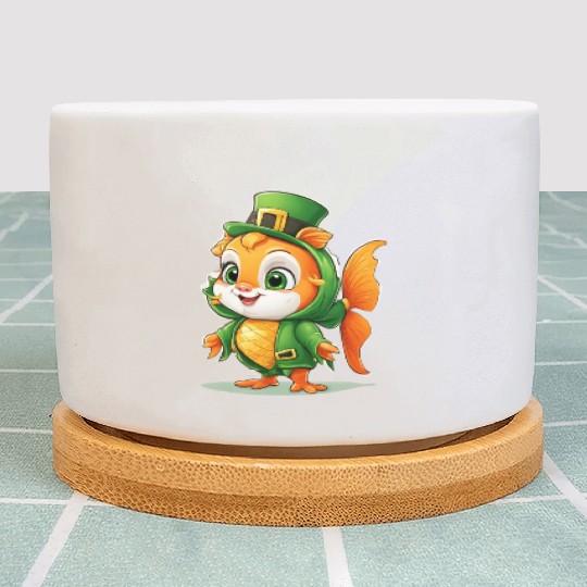 Lucky Fin: St. Patrick's Cute Fish Design Vibrant Plant Pots