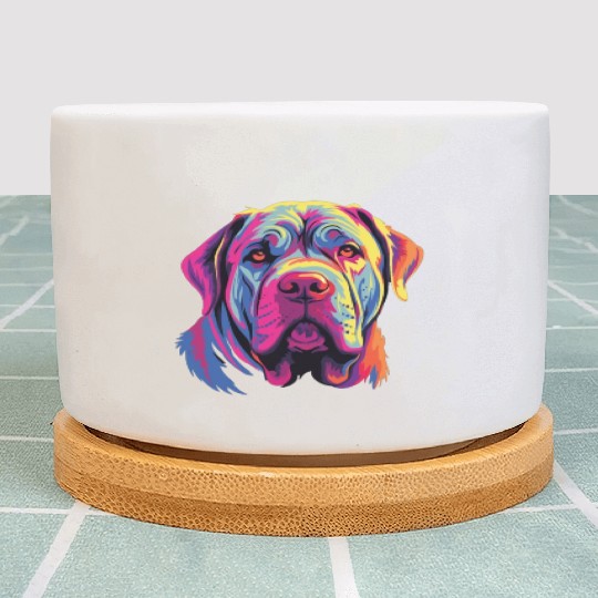 Watercolor Colorful Neapolitan Mastiff Plant Pots