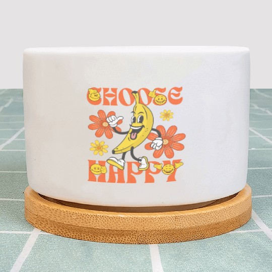 Choose Happy Retro Banana Mascot Plant Pots