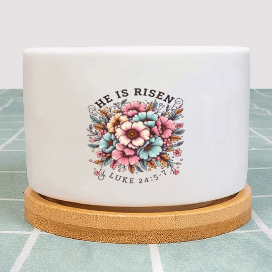 He is Risen Floral Easter Christian Duo Plant Pots