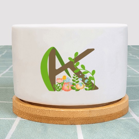 Capital letter K monogram and wildflowers Plant Pots