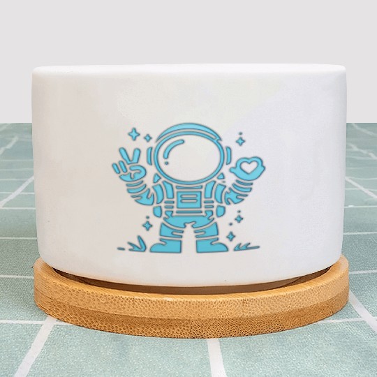Blue Astronaut is sending love Plant Pots