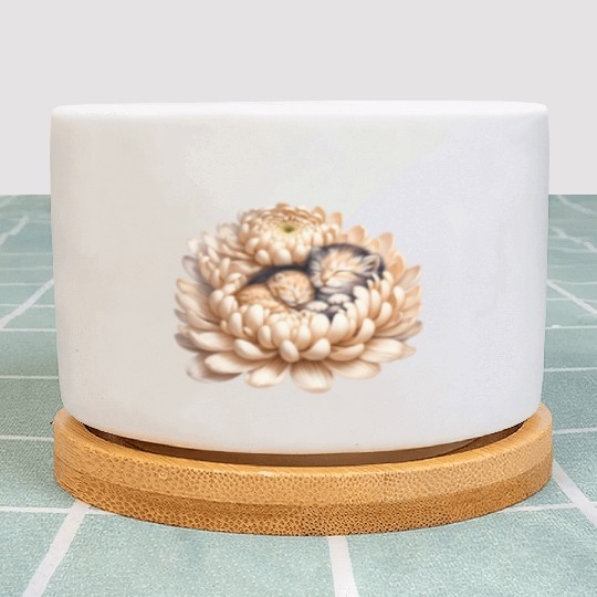 Kittens Sleeping In Flower Plant Pots