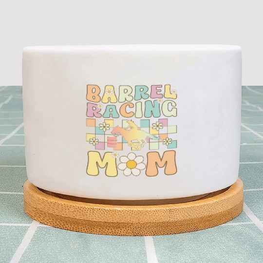 Barrel Racing Mom Groovy Female Barrel Racer Rodeo Plant Pots