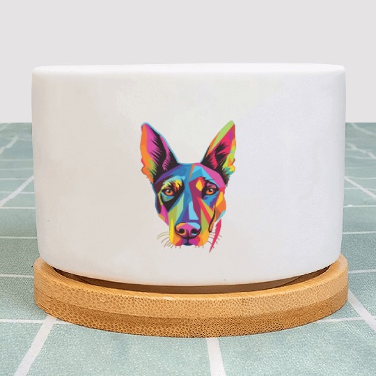Watercolor Colorful Doberman Pinscher Plant Pots
