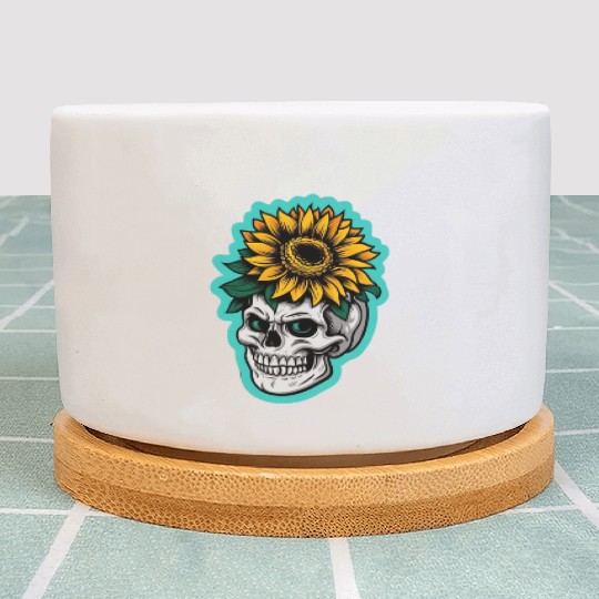 skull sunflower Plant Pots