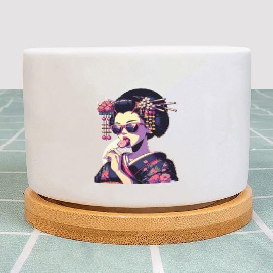 Japanese Geisha in Kimono, Geishas from Kyoto Plant Pots