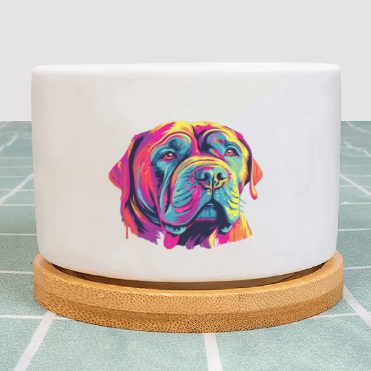 Watercolor Colorful Neapolitan Mastiff Plant Pots