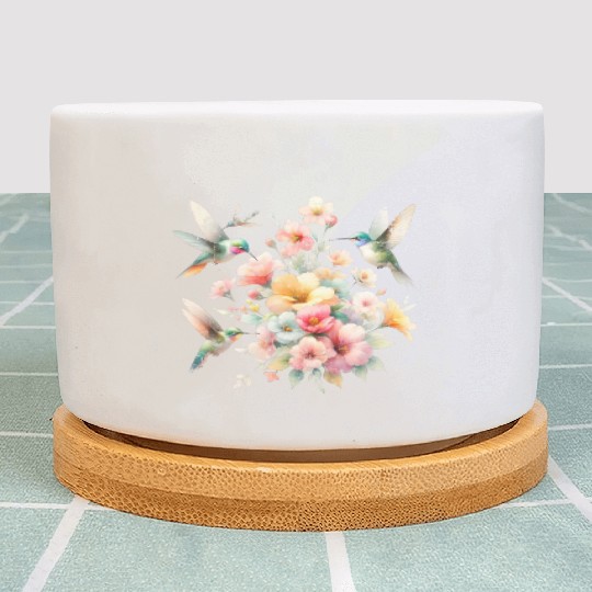 Hummingbird Nature Lover Spring Wildlife Vintage Plant Pots