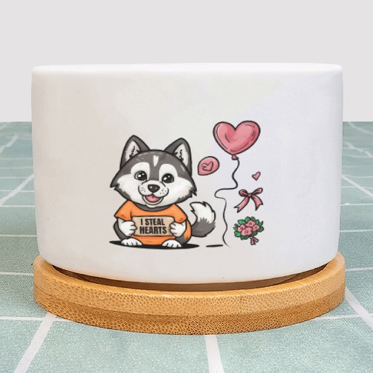 I STEAL HEARTS Cute Husky Plant Pots