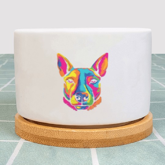 Watercolor Colorful Miniature Bull Terrier Plant Pots