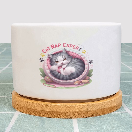 Cat Nap Expert - Funny Cat Outfit! Plant Pots