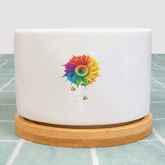 Love Is Love LGBTQ Rainbow Sunflower Gay Pride Plant Pots