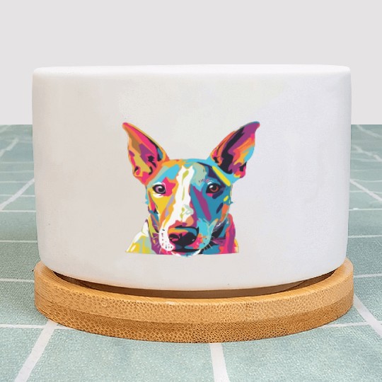 Watercolor Colorful Miniature Bull Terrier Plant Pots