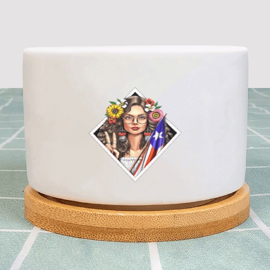 Boricua Puerto Rico Girl Plant Pots
