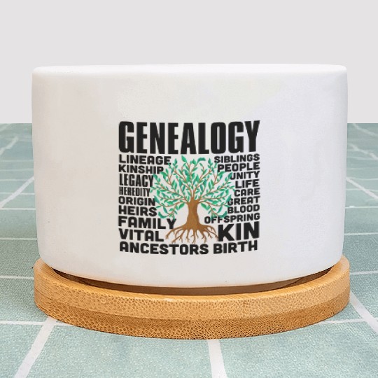 Genealogy Word Cloud Family Ancestry Genealogist Plant Pots