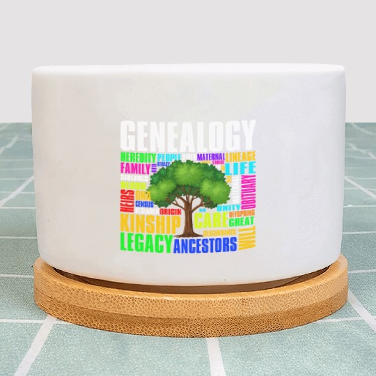 Genealogy Word Cloud Family Ancestry Genealogist Plant Pots