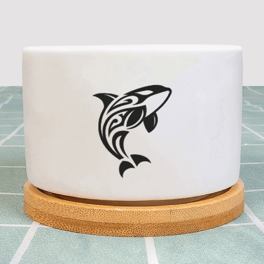 Jumping Orca T Tattoo Style Plant Pots