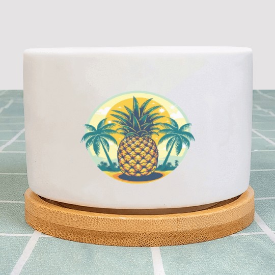Classic Pineapple and Palm Trees Plant Pots