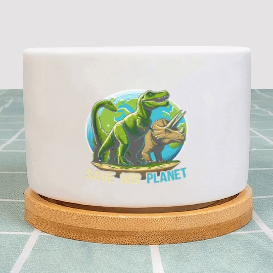 Save Our Planet Dinosaurs Kid Cute Earth Day Boys Plant Pots