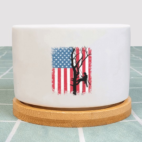 American Flag Arborist Gift For Men Cool Tree Love Plant Pots