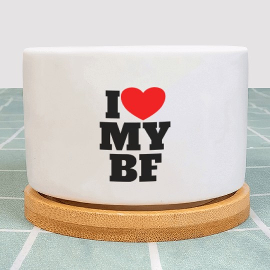 I Love My BF Red Heart Matching Couple Boyfriend Plant Pots
