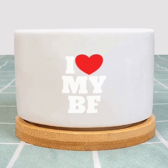 I Love My BF Red Heart Matching Couple Boyfriend Plant Pots