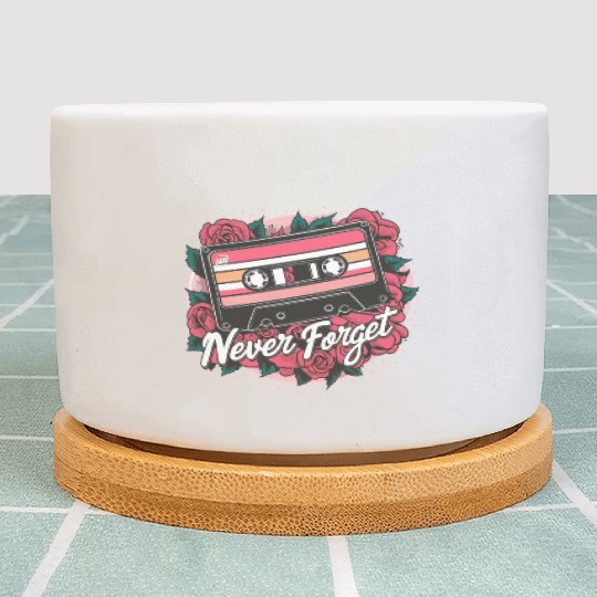 A cassette tape colored with roses never forget Plant Pots