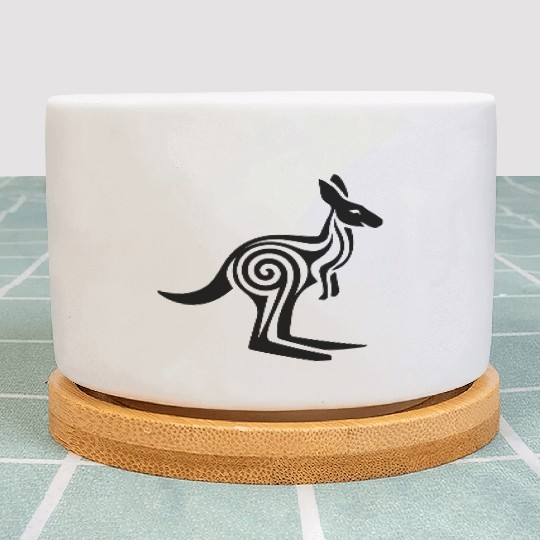 Kangaroo Tribal Style Swirl Vector Design 1 Color Plant Pots