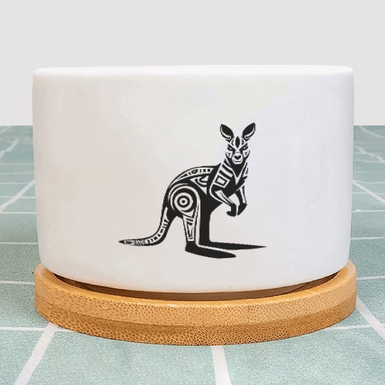 Kangaroo Tribal Style Vector Design Single Color Plant Pots