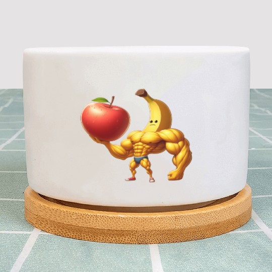 Muscular banana lifts huge apple Plant Pots