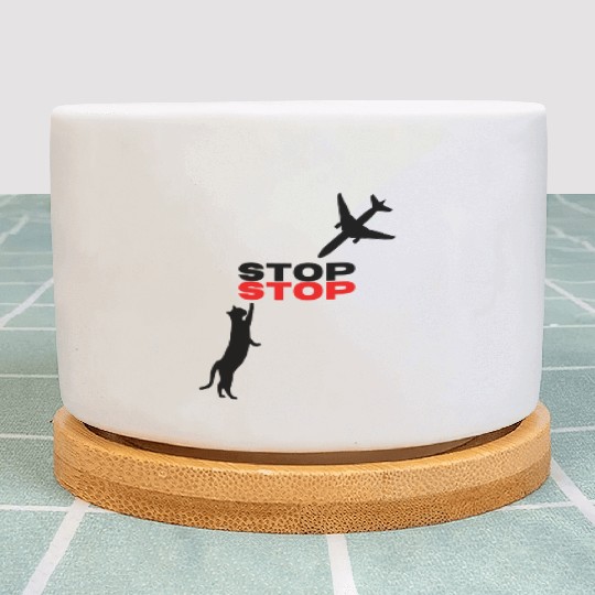 Funny Hilarious Cat Kitty Stop Airplane In Mid Air Plant Pots